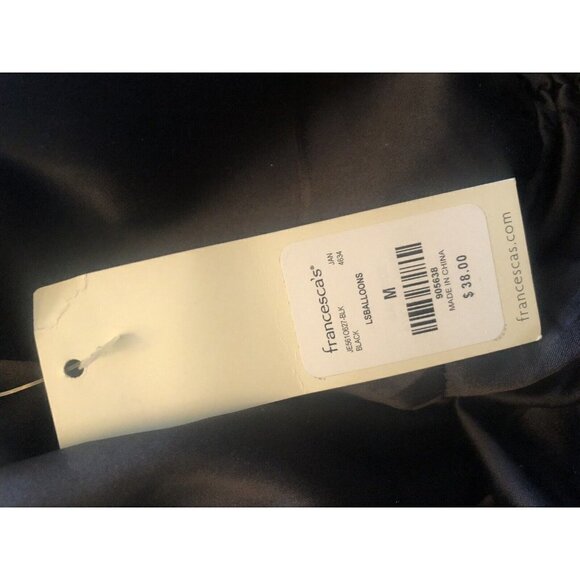 NWT Crave Fame Size M Black Blouse Long Balloon Sleeve Ruching Cropped Boho - Picture 6 of 6